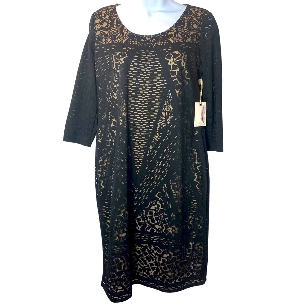 NWT Jessica Simpson Black Lace Mid Length Cocktail Maternity Dress Small